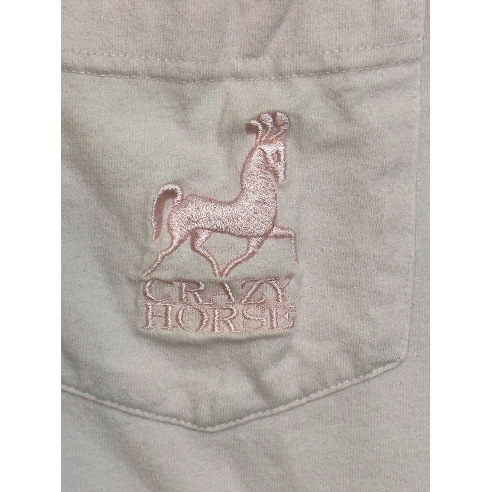 Crazy Horse Womens T Shirt Pink Horse Logo Pocket Cotton Casual Top - Picture 2 of 4